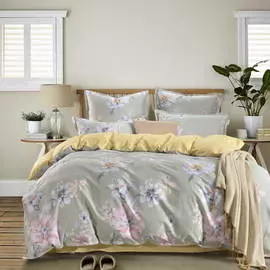 Комплект постельного белья Sofi De Marko Сансара жёлтый с серым Евро