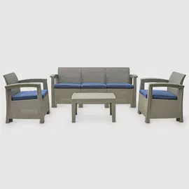 Комплект садовой мебели LF бежевый с синим из 4 предметов