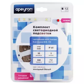 Комплект светодиодной подсветки Apeyron 10-01 SMD5050 30д/м 5 м