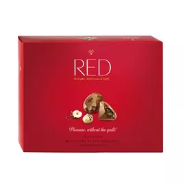 Конфеты из молочного шоколада RED с ореховой начинкой, без сахара, на 35% меньше калорий, 132 г