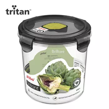 Контейнер Phibo Brilliant герметичный с клапаном 1.15 л черный круглый