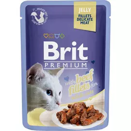Корм для кошек Brit Premium Cat Jelly Кусочки из филе говядины в желе 85 г