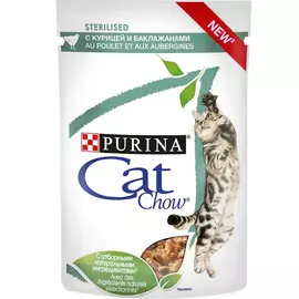 Корм для кошек Cat Chow Для стерилизованных Курица с баклажаном в желе 85 г