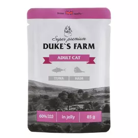Корм для кошек duke's farm тунец, ветчина пауч 85г