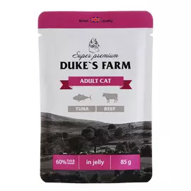 Корм для кошек duke's farm тунец, говядина пауч 85г