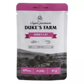 Корм для кошек duke's farm тунец, креветки пауч 85г