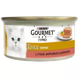 Корм для кошек GOURMET Gold Террин Утка, морковь и шпинат 85г