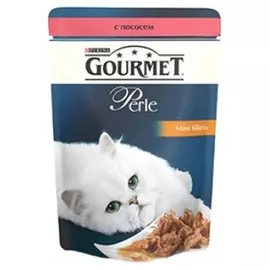 Корм для кошек GOURMET Perle лосось кусочки в подливе 85г