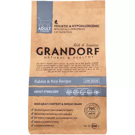 Корм для кошек Grandorf Rabbit &amp; Rice Adult Sterilized Кролик 400 г