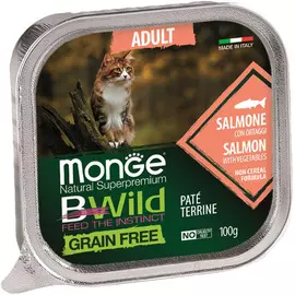 Корм для кошек Monge BWild Grain Free лосось с овощами 100 г