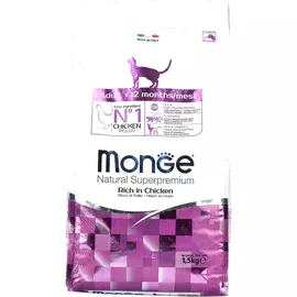 Корм для кошек Monge Cat Adult со вкусом курицы 1,5 кг