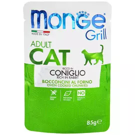 Корм для кошек Monge Cat Grill Pouch итальянский кролик 85 г