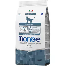 Корм для кошек Monge Cat Monoprotein Sterilised для стерилизованных, форель 1,5 кг