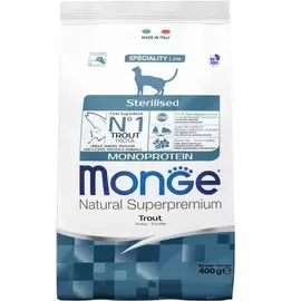 Корм для кошек Monge Cat Monoprotein Sterilised для стерилизованных, форель 400 г