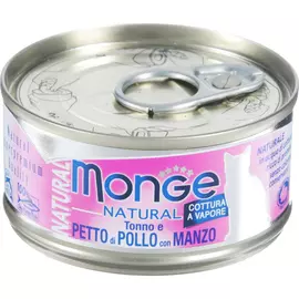 Корм для кошек Monge Cat Natural Тунец с курицей и говядиной 80 г