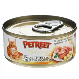 Корм для кошек PETREET Кусочки розового тунца с картофелем 70г