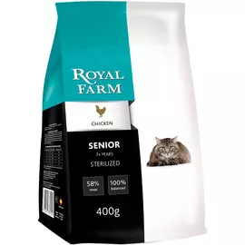 Корм для кошек ROYAL FARM Для пожилых стерилизованных, курица 400 г