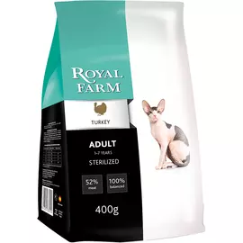 Корм для кошек ROYAL FARM Для стерилизованных, индейка 400 г