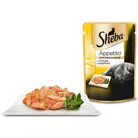 Корм для кошек SHEBA Appetito Курица и индейка в желе 85г
