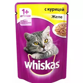 Корм для кошек Whiskas для кошек от 1 года, желе с курицей, 85г
