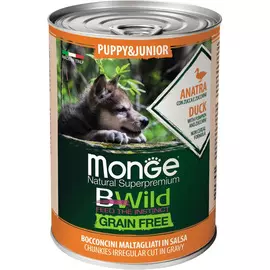 Корм для щенков Monge BWild Grain Free утка с тыквой и кабачками 400 г