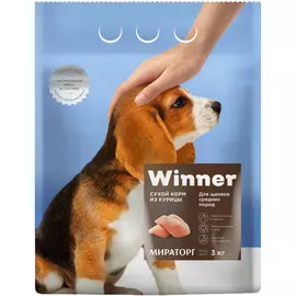 Корм для щенков Winner С курицей для средних пород 3 кг