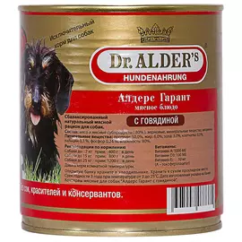 Корм для собак Dr. Alder's Алдерс Гарант 80% рубленного мяса говядина 750 г