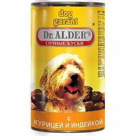 Корм для собак Dr. Alder's Дог гарант сочные кусочки в соусе курица, индейка 1230 г