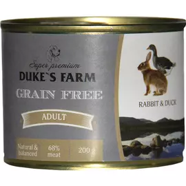 Корм для собак DUKE'S FARM Grain Free беззерновой кролик, утка, клюква, шпинат 200г