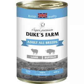 Корм для собак Duke's Farm ягненок, буйвол, рис, шпинат 400 г