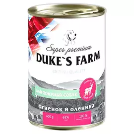 Корм для собак Duke's Farm ягненок, оленина, рис, шпинат 400 г