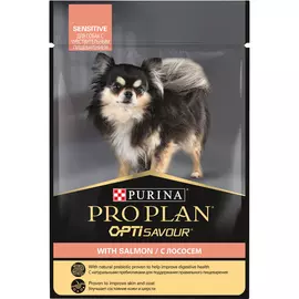 Корм для собак PRO PLAN с чувствительным пищеварением, с лососем в соусе 85 г