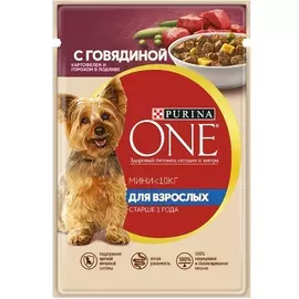 Корм для собак Purina One Mini Говядина, картофель, горох 85 г