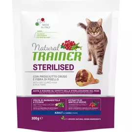 Корм Trainer Natural Adult Sterilised для стерилизованных кошек с сыровяленой ветчиной 300 г