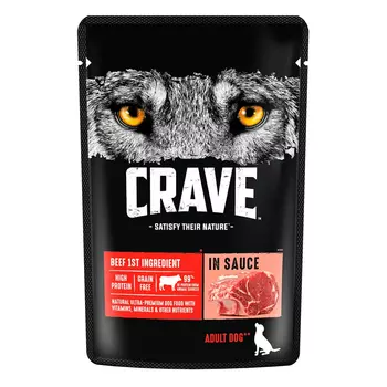 Корм влажный для взрослых собак Crave с говядиной в соусе 85 г