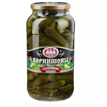 Корнишоны маринованные Скатерть-самобранка хрустящие, 1415 мл