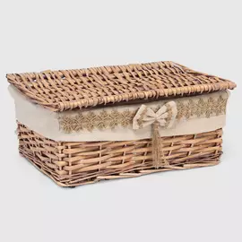 Корзина для хранения East willow бежевая с крышкой 42х33х20 см