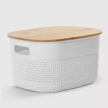 Корзина Mercury с крышкой белая 28х18х12,5 см