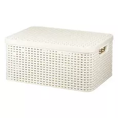 Корзинка Curver m с крышкой кремовая