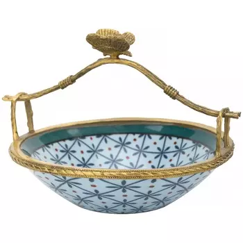 Корзиночка Glasar с бабочкой голубая 17х15х13 см