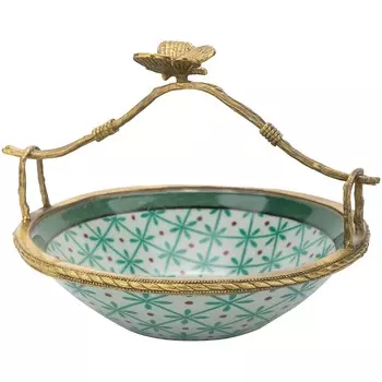 Корзиночка Glasar с бабочкой зеленая 17х15х13 см