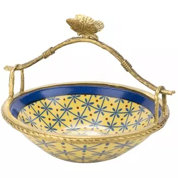 Корзиночка Glasar с бабочкой желтая 17х15х13 см
