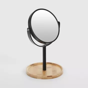 Косметическое зеркало на подставке Zalel круглое черное матовое (981908-001)