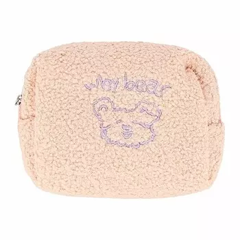Косметичка Lady Pink персиковая с мишкой 18х7х12 см