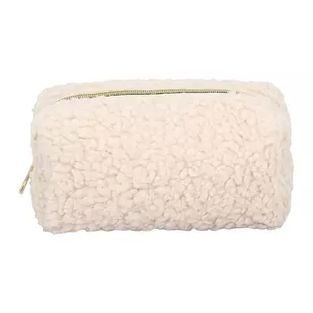 Косметичка Lady Pink плюшевая бежевая 23,3х11,5х14 см