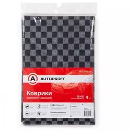 Коврики влаговпитывающие AUTOPROFI 2 шт. 38х50 + 2 шт. 38х25, комплект 4 шт., клетка, серый