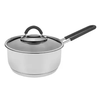 Ковш Катюша пром Ода нержавеющая сталь со стеклянной крышкой и силиконовой ручкой 1,8 л