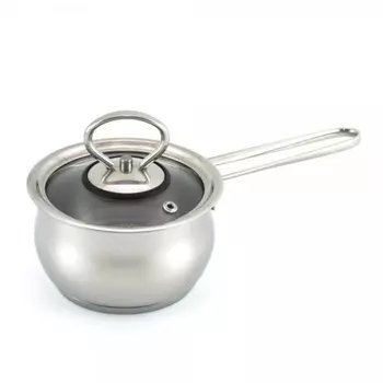 Ковш Кухар нержавеющая сталь, стеклянная крышка Магнолия Классика 0,7 л