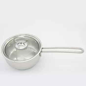 Ковш Кухар нержавеющая сталь, стеклянная крышка Магнолия Классика 1,2 л