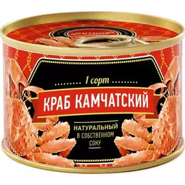 Краб натуральный Путина «А-ГРЕЙД» в собственном соку, 240 г